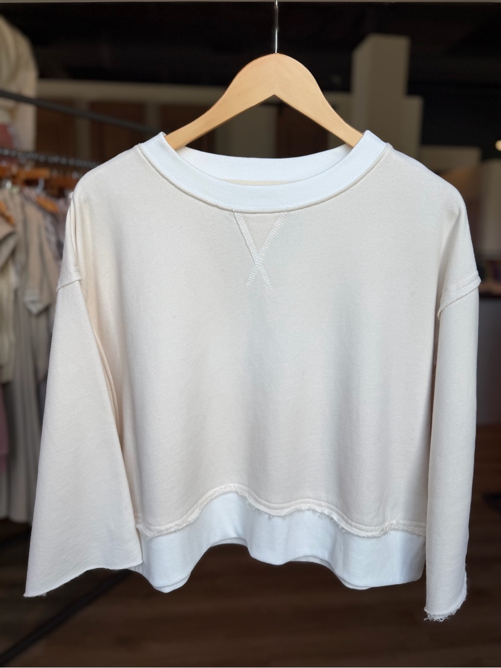 Dana Cropped Ivory Pullover Sweatshirt